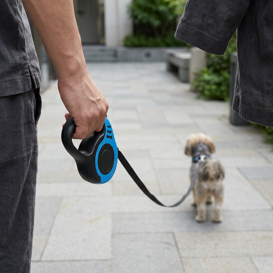 Blue leash walking lifestyle