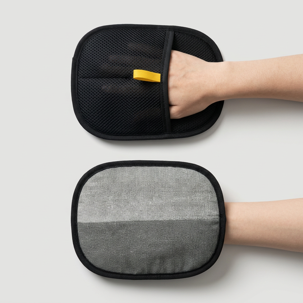 Mitt cleaning face and mesh back
