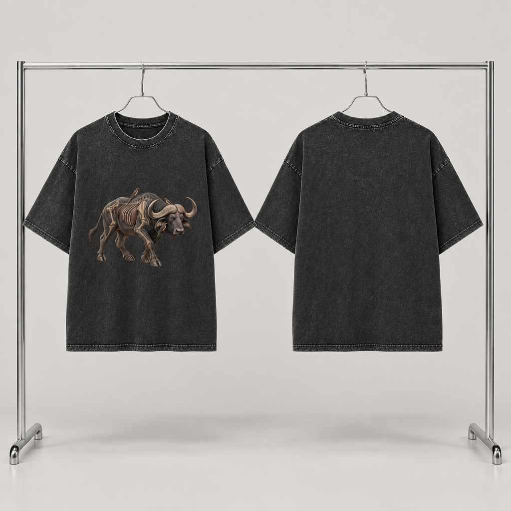 RUITZ Primal | Buffalo Graphic Washed Oversized T-Shirt