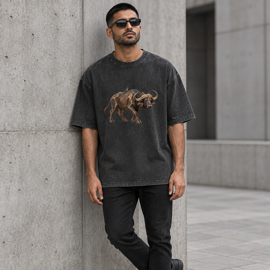 RUITZ Primal | Buffalo Graphic Washed Oversized T-Shirt