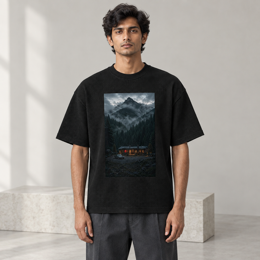 RUITZ Midnight cabin | Waffle Boxy T-Shirt