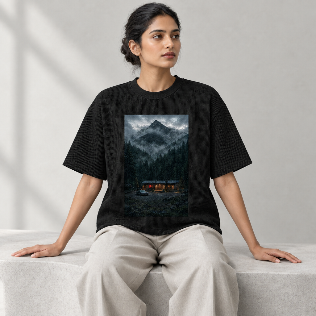 RUITZ Midnight cabin | Waffle Boxy T-Shirt